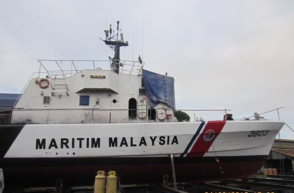 Maritim Malaysia patrol vessel on the slipway